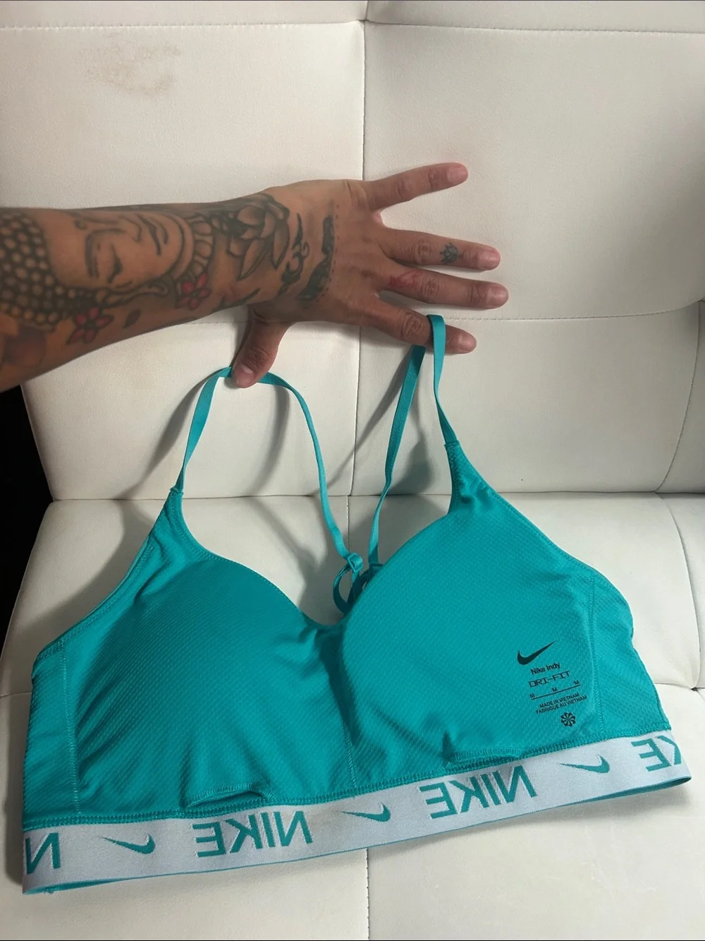 Nike Turquoise Logo-Band Light Support Sports Bralette